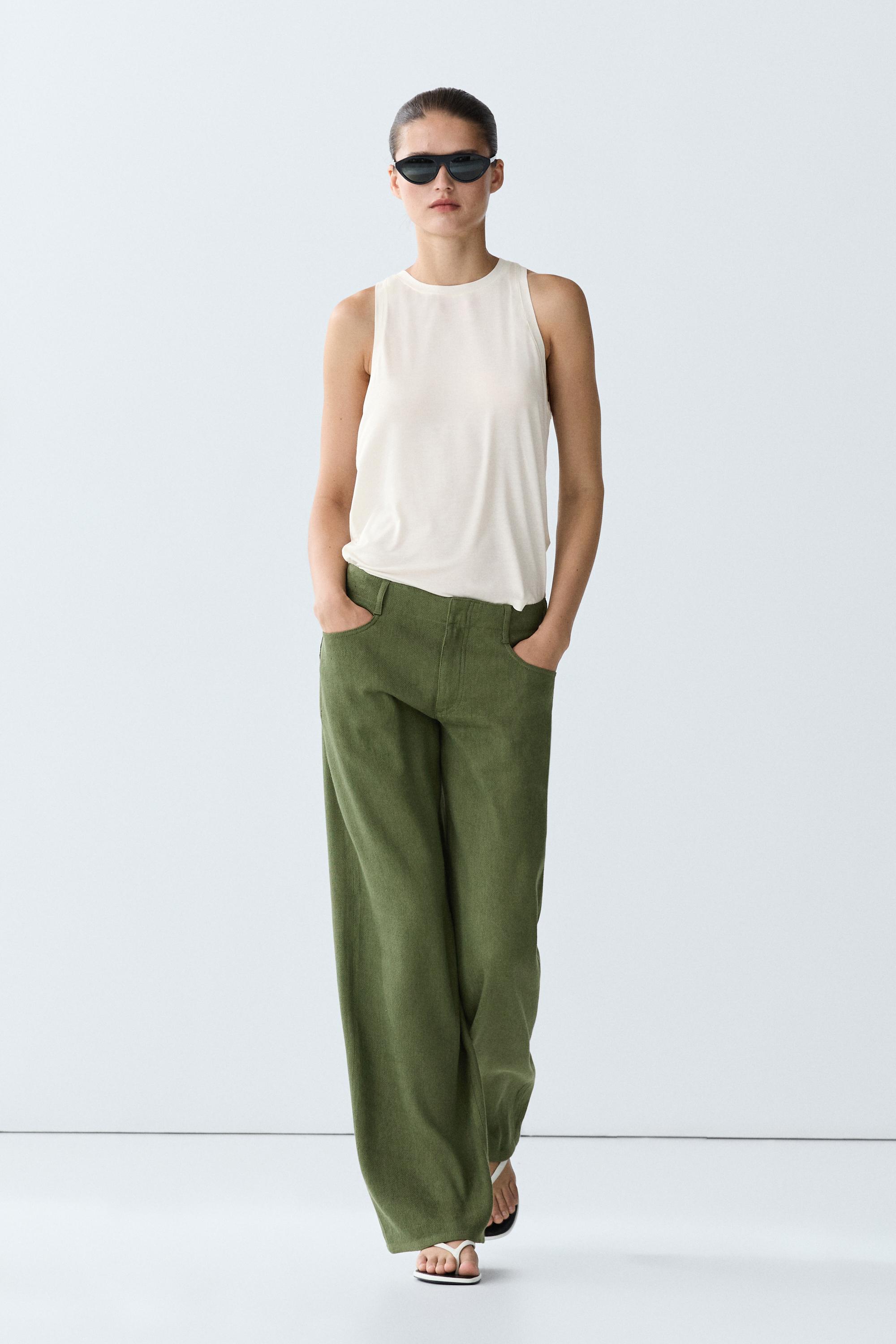 Straight linen blend pants